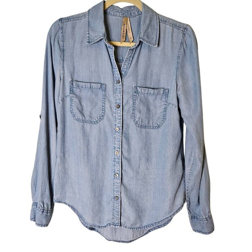 Liverpool soft denim button down shirt. Size S. #908